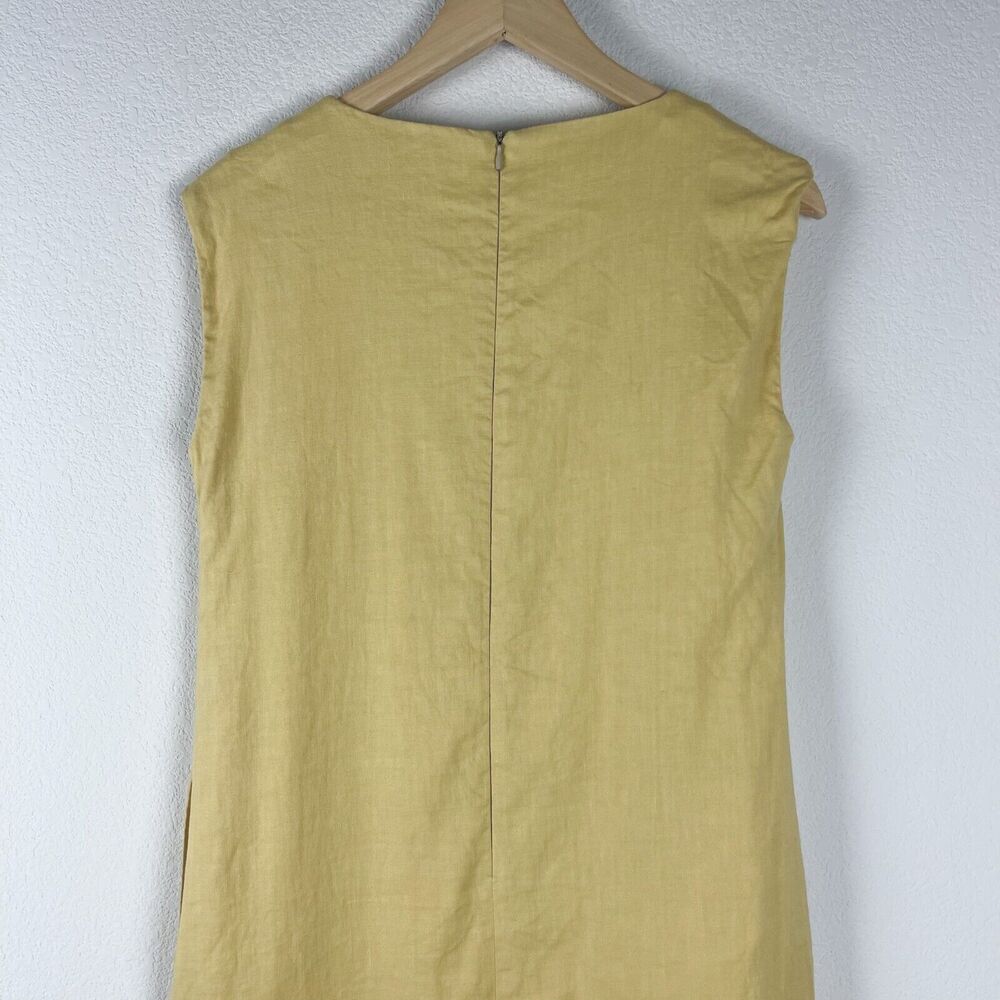 Fabiana Filippi Linen Blend Dress Womens XS Yellow Midi Sleeveless V-Neck Italy - Picture 9 of 15